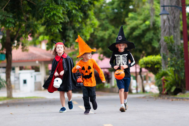 istock Kids trick or treat. Halloween fun for children. 1176010865
