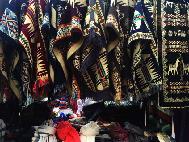 istock A long line of woolen ponchos with typical south american patterns 1176012610
