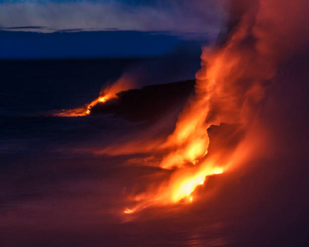 istock Lava flowing into the sea 1176023504