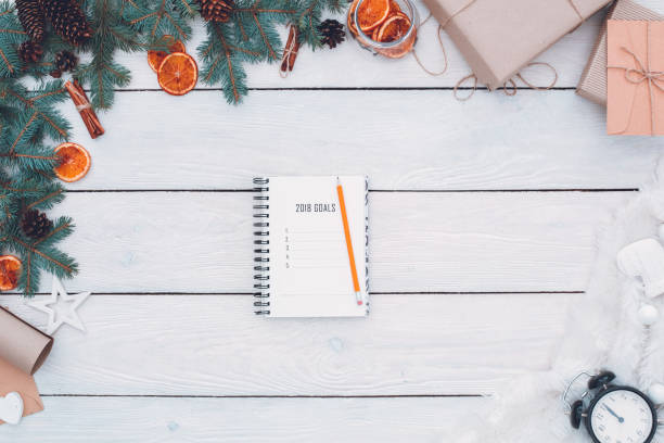 istock Christmas new year concept table top view 1176032595