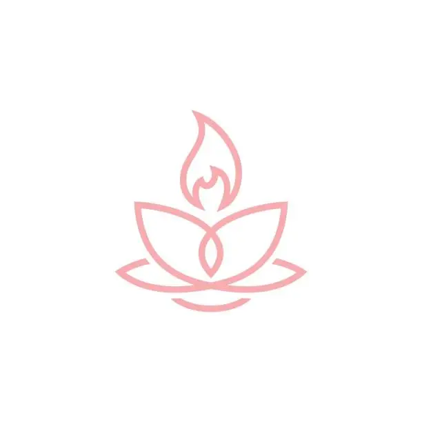 Vector illustration of Candle and Lotus for Traditional Spiritual Spa design