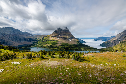 Hiking the Hidden Lake Trail from the Logan Pass Visitor Center in Glacier National Park, Montana.