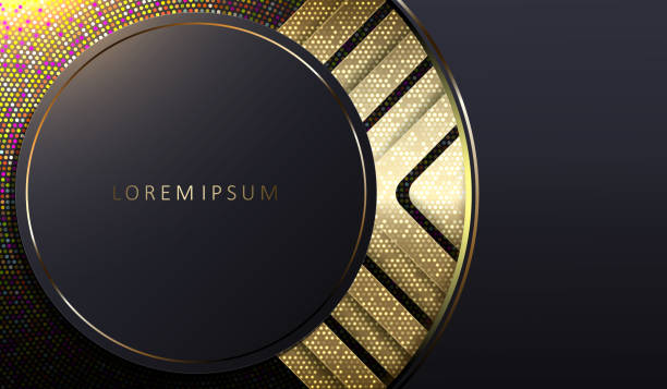 istock Abstract dark design with a round frame with a gold edging and shiny mosaic 1176052067