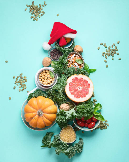 istock Christmas tree made from healthy food 1176053277