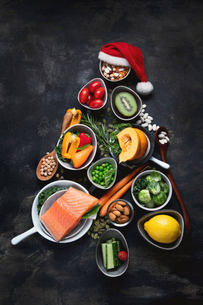 istock Christmas tree made from healthy food 1176053300