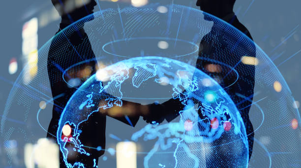 istock Global business network concept. Business person shaking hands. 1176054667