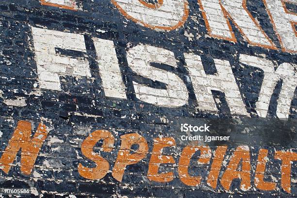 Fish Market Sign Stock Photo - Download Image Now - Paint, Billboard, Fish and Chips Shop