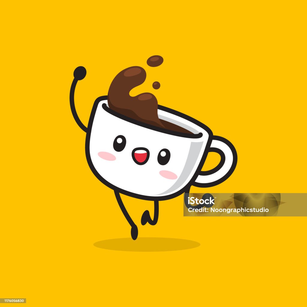 Kawaii Coffee Cup Character In Fun Action Stock Illustration - Download  Image Now - Coffee - Drink, Cafe, Coffee Cup - iStock