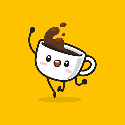 Kawaii Coffee Cup Character In Fun Action Stock Illustration - Download  Image Now - Coffee - Drink, Cafe, Coffee Cup - iStock