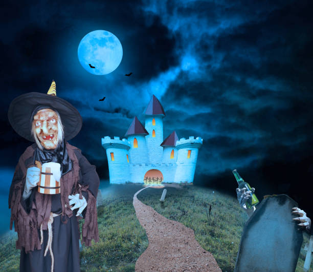 istock Terrible witch beer. Halloween concept.3d illustration. 1176058756