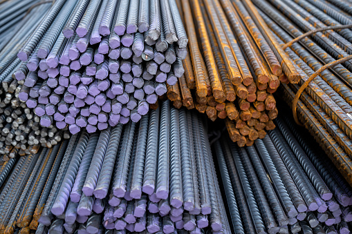 Construction iron rods in different sizes