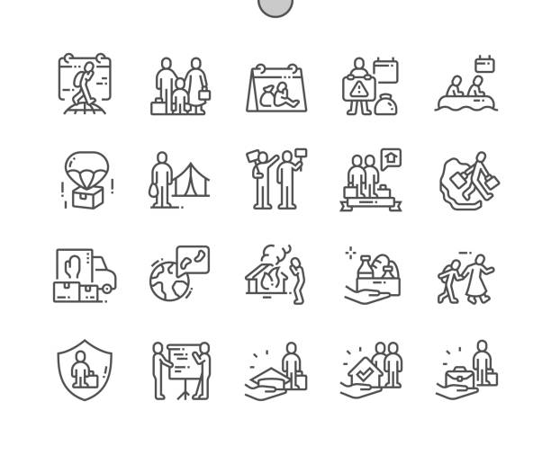 World Refugee Day Well-crafted Pixel Perfect Vector Thin Line Icons 30 2x Grid for Web Graphics and Apps. Simple Minimal Pictogram World Refugee Day Well-crafted Pixel Perfect Vector Thin Line Icons 30 2x Grid for Web Graphics and Apps. Simple Minimal Pictogram immigrant stock illustrations