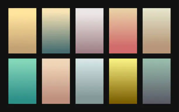 Vector illustration of Vector set of gradient backgrounds vintage color palette