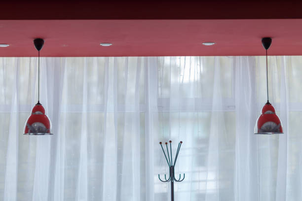istock lampshades hanging from the ceiling, shot against a window 1176064230