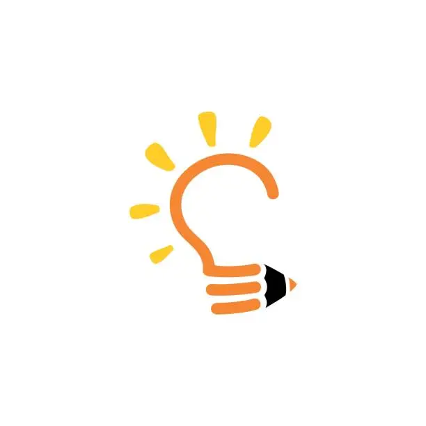 Vector illustration of Creative Education design with Lightbulb and Pencil