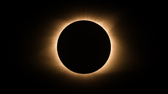 Solar flares visible during a total solar eclipse