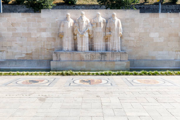 Reformation wall in Parc Des Bastions, Geneva, Switzerland stock photo