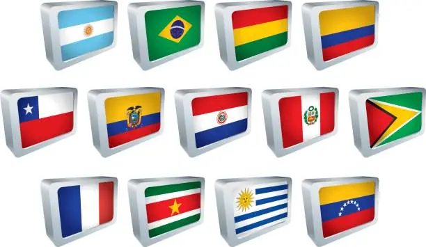 Vector illustration of Flag Tile - South America