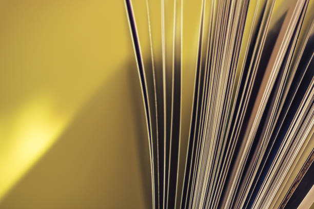 istock Close up beautiful book top view on a yellow background table. 1176079535