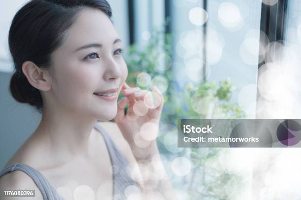Beauty Concept Of A Young Asian Woman Skin Care Body Care Cosmetics Stock Photo - Download Image Now