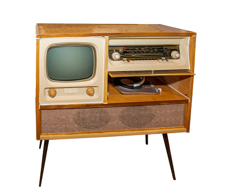 Instalación combinada de radio y televisión- combinar,hecho en la URSS - Aislado en Blanco photo