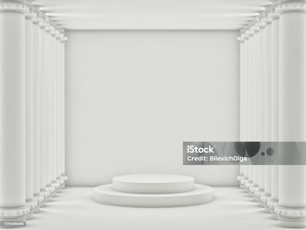 Empty Light Photo Set Empty Light Room With White Brick Walls And White Columns 3d Render ...