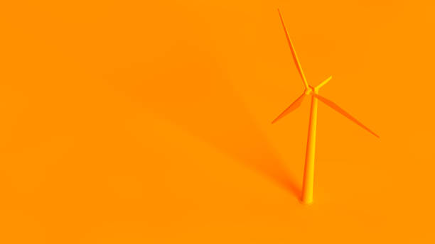 istock Renewable energy sources conceptual image. Wind turbine isolated on orange background. 1176088295