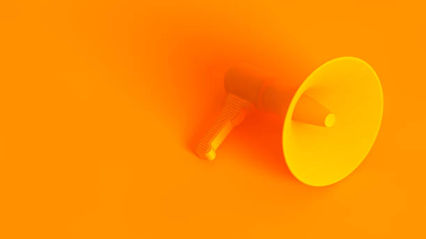 istock Portable wireless megaphone. Conceptual stereoscopic image full toned in orange color. 1176088847