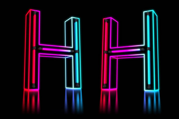 istock Glowing Colorful Neon Alphabet. 3d rendering illustration. 1176090707