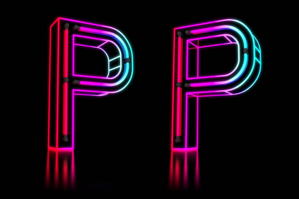 istock Glowing Colorful Neon Alphabet. 3d rendering illustration. 1176090770