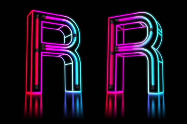 Glowing Colorful Neon Alphabet. 3d rendering illustration.