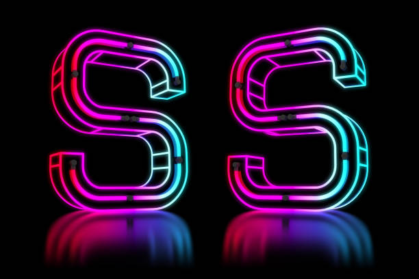 istock Glowing Colorful Neon Alphabet. 3d rendering illustration. 1176090797