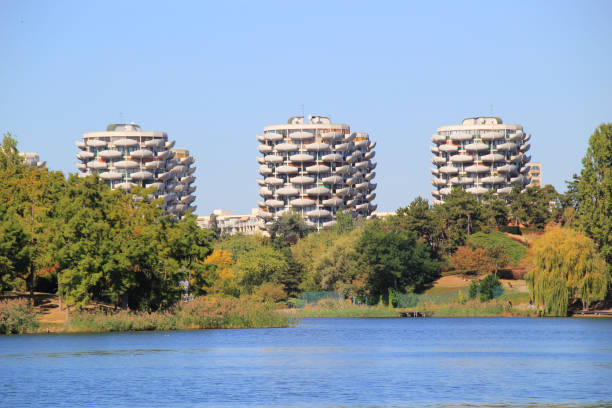 Indian summer on Créteil lake, France. stock photo