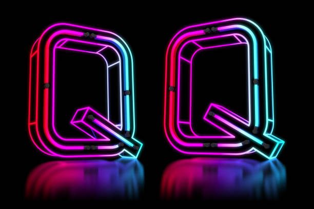 istock Glowing Colorful Neon Alphabet. 3d rendering illustration. 1176090945