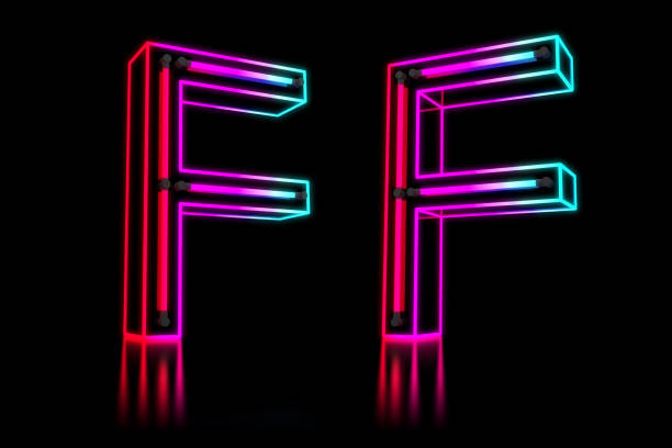 istock Glowing Colorful Neon Alphabet. 3d rendering illustration. 1176091041