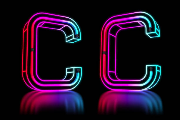 istock Glowing Colorful Neon Alphabet. 3d rendering illustration. 1176091067