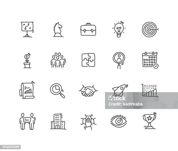 Business Planning Icon Set Stock Illustration - Download Image Now - Drawing - Activity, Icon, Business