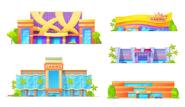 illustrations, cliparts, dessins animés et icônes de maisons de jeu de jeu, icône extérieure de façade de casino - gare paris