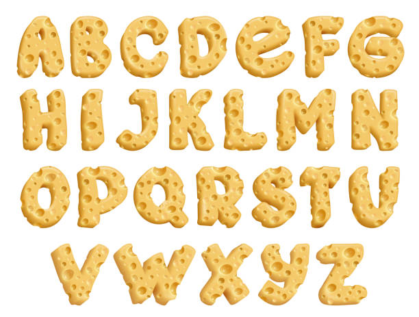 istock Cheese letters, alphabet font made of milk food 1176096372
