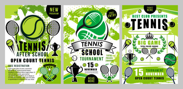 ilustrações, clipart, desenhos animados e ícones de escola do esporte do tênis, competiam do clube da equipe - tennis open