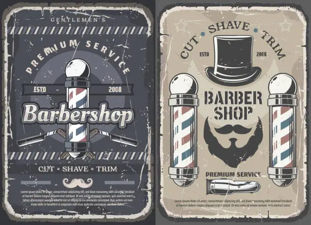 Vector illustration of Barbershop salon, premium beard shaving service