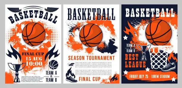 Vector illustration of Basketball sport league cup, team tournament