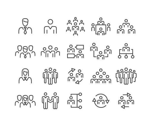 иконки деловых людей - классическая серия линии - organized group leadership community business stock illustrations