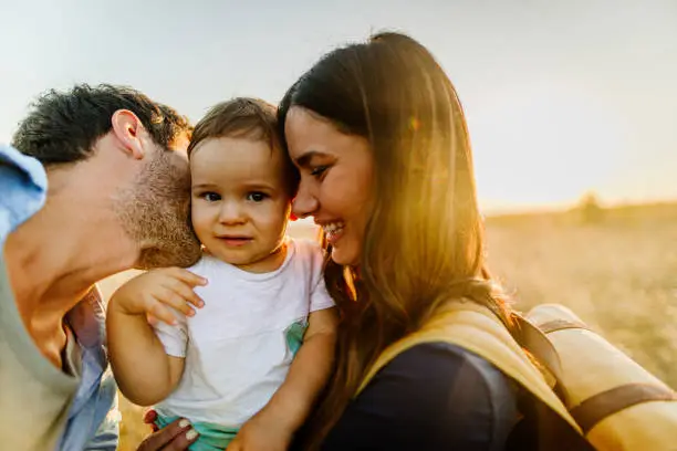 Photo of Portrait of happy family outdoors