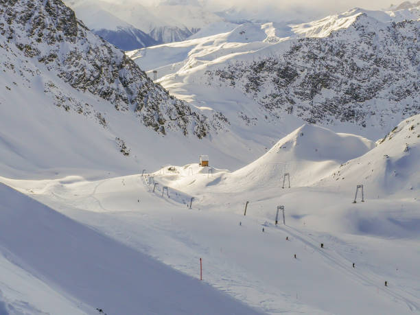 istock Ski slopes and snow-capped mountains in Davos, Switzerland. 1176100792