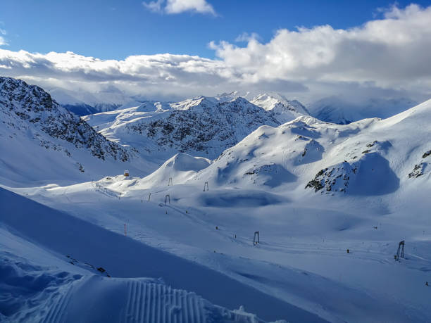 istock Ski slopes and snow-capped mountains in Davos, Switzerland. 1176100804