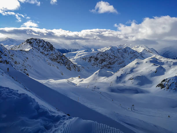 istock Ski slopes and snow-capped mountains in Davos, Switzerland. 1176100817