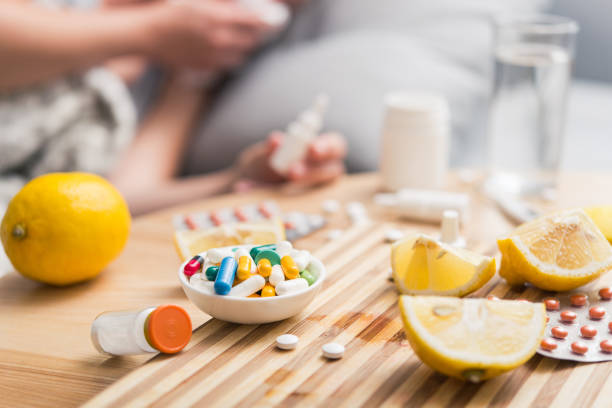 istock Young girl caught cold and flu 1176102549