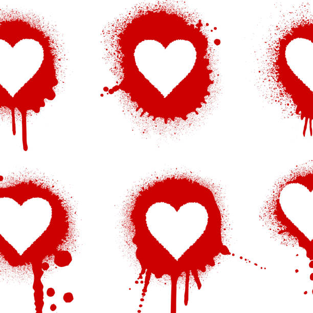 ilustrações, clipart, desenhos animados e ícones de splattered coração conjunto - blob heart shape romance love