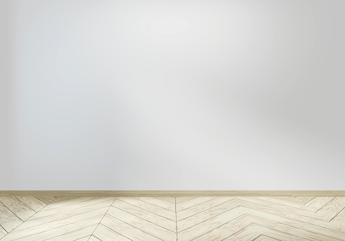 Empty room white on wooden floor interior design.3D rendering